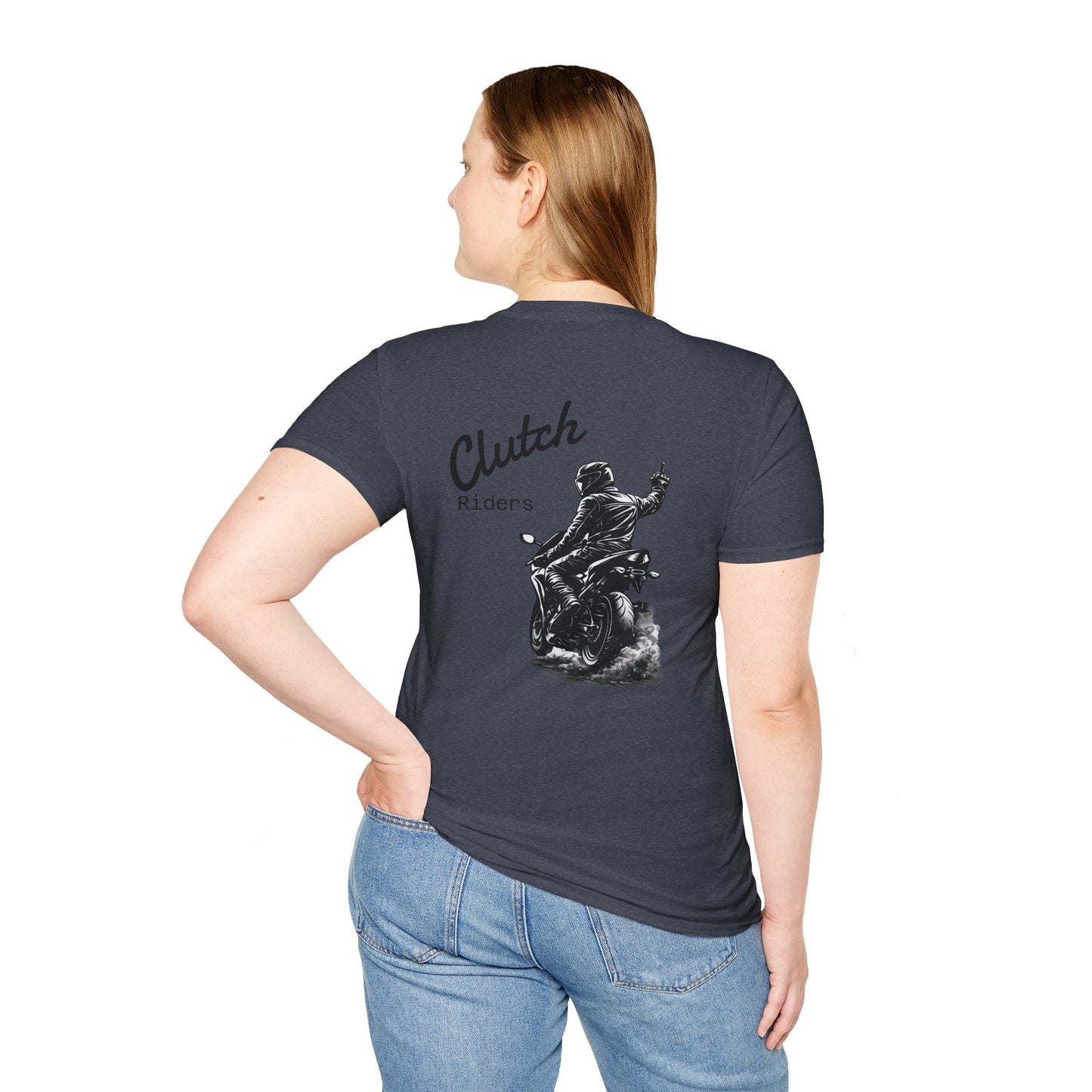Motorcycle T-Shirt — “Clutch Riders” Back Graphic Biker Tee