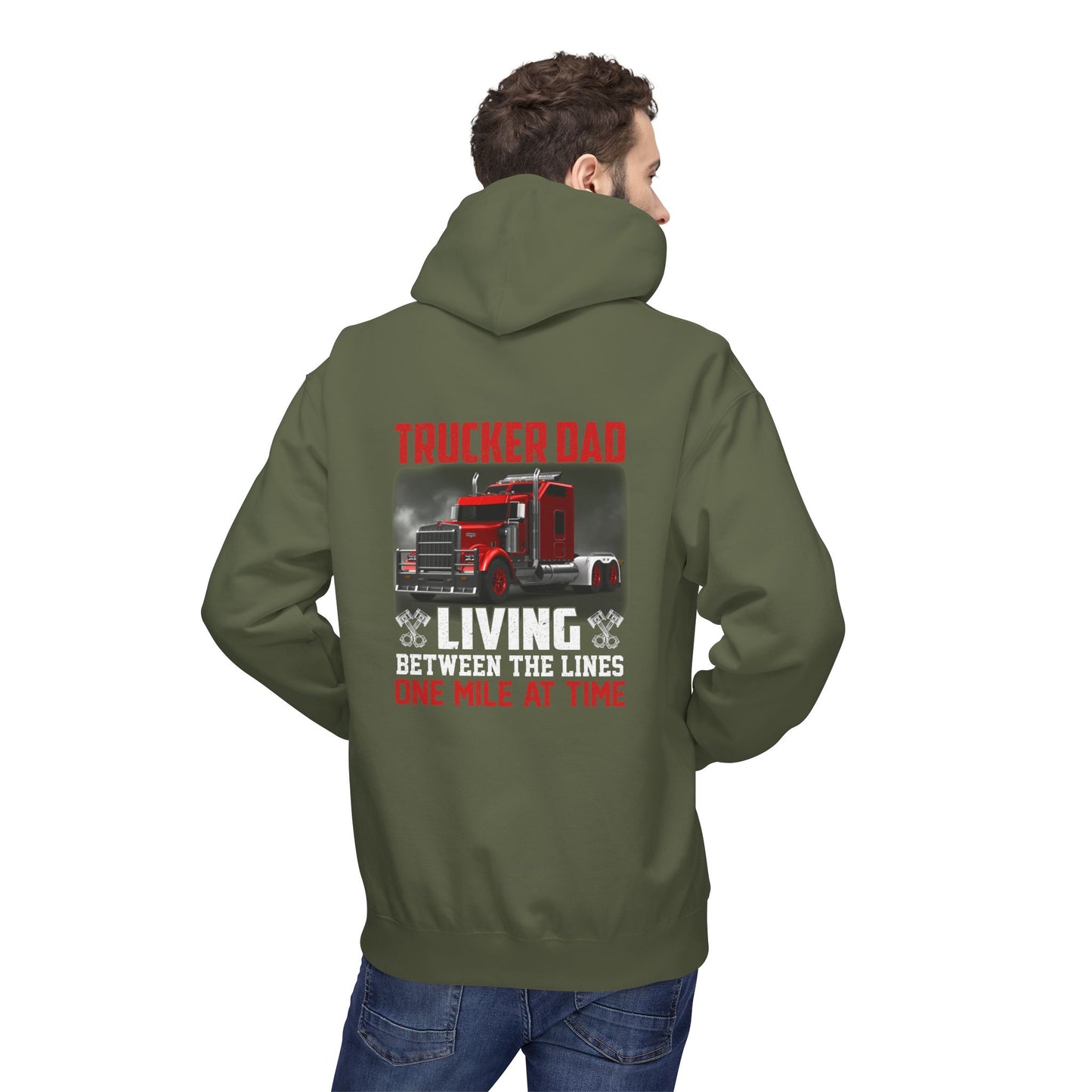 One Mile at a Time Trucker Dad Hoodie — Semi-Truck Pullover for Trucking Fathers