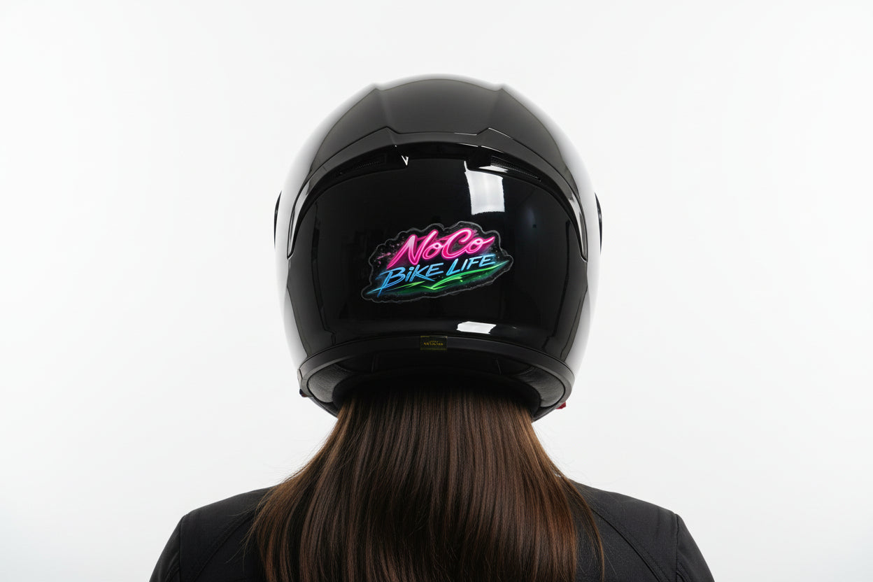 Neon NoCo Bikelife Die Cut transparent Sticker —  Northern Colorado Neon BikeLife Logo  Die Cut Sticker, part of the NoCo BikeLife exclusive collection