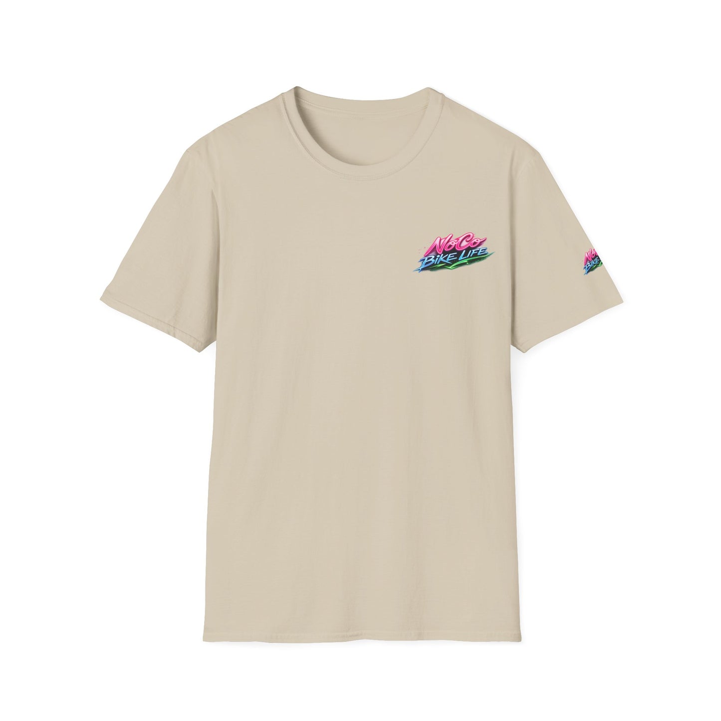 NoCo BikeLife Neon Retro Motorcycle T-Shirt — Chest, Back & Sleeve Print