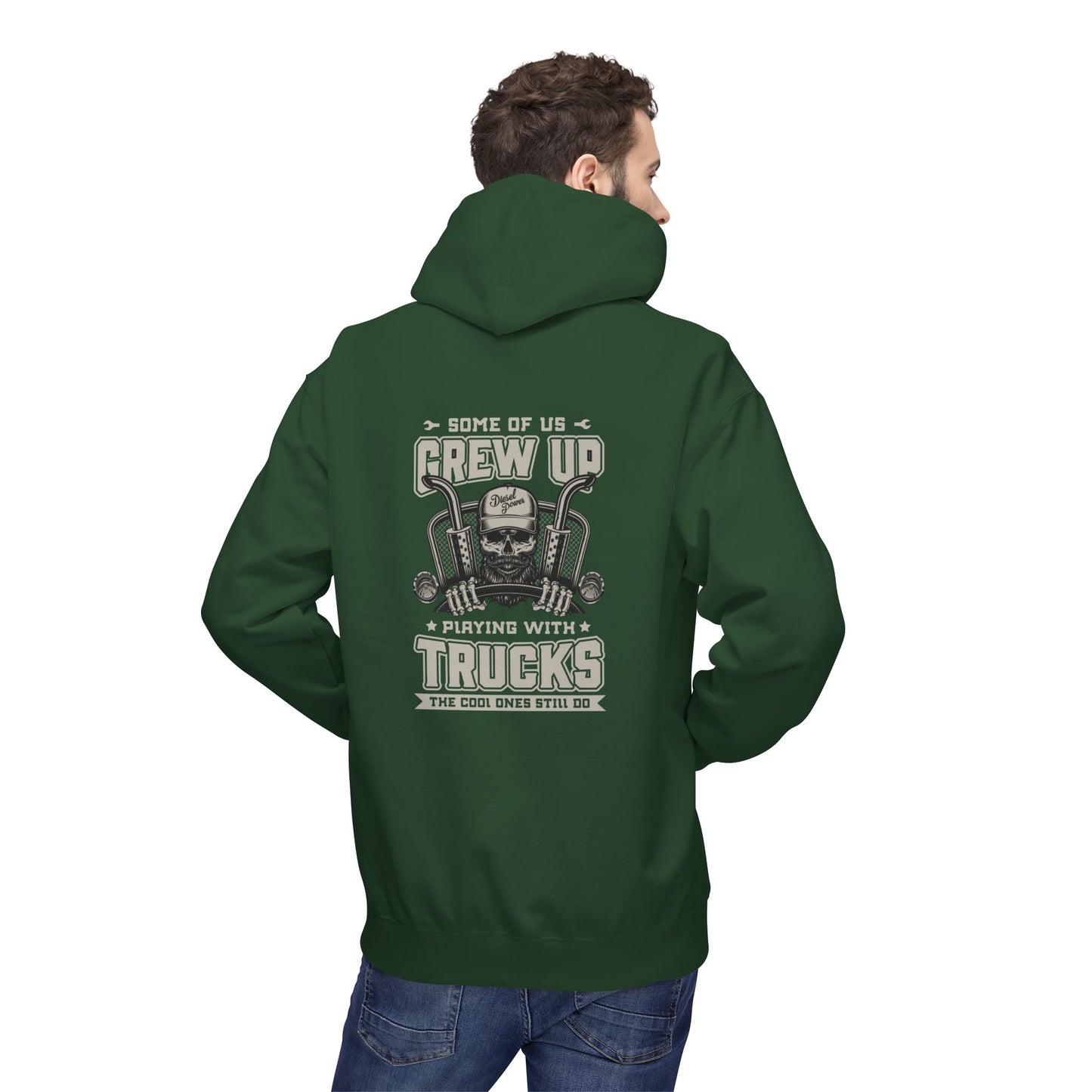 Truck Mechanic Hoodie — "Some of Us Grew Up Playing with Trucks" Vintage Workwear