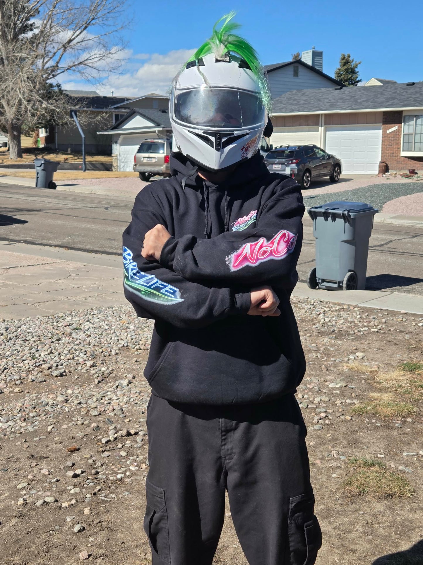 NoCo BikeLife Big Helmet Personalized Hoodie – Poudre Canyon Edition
