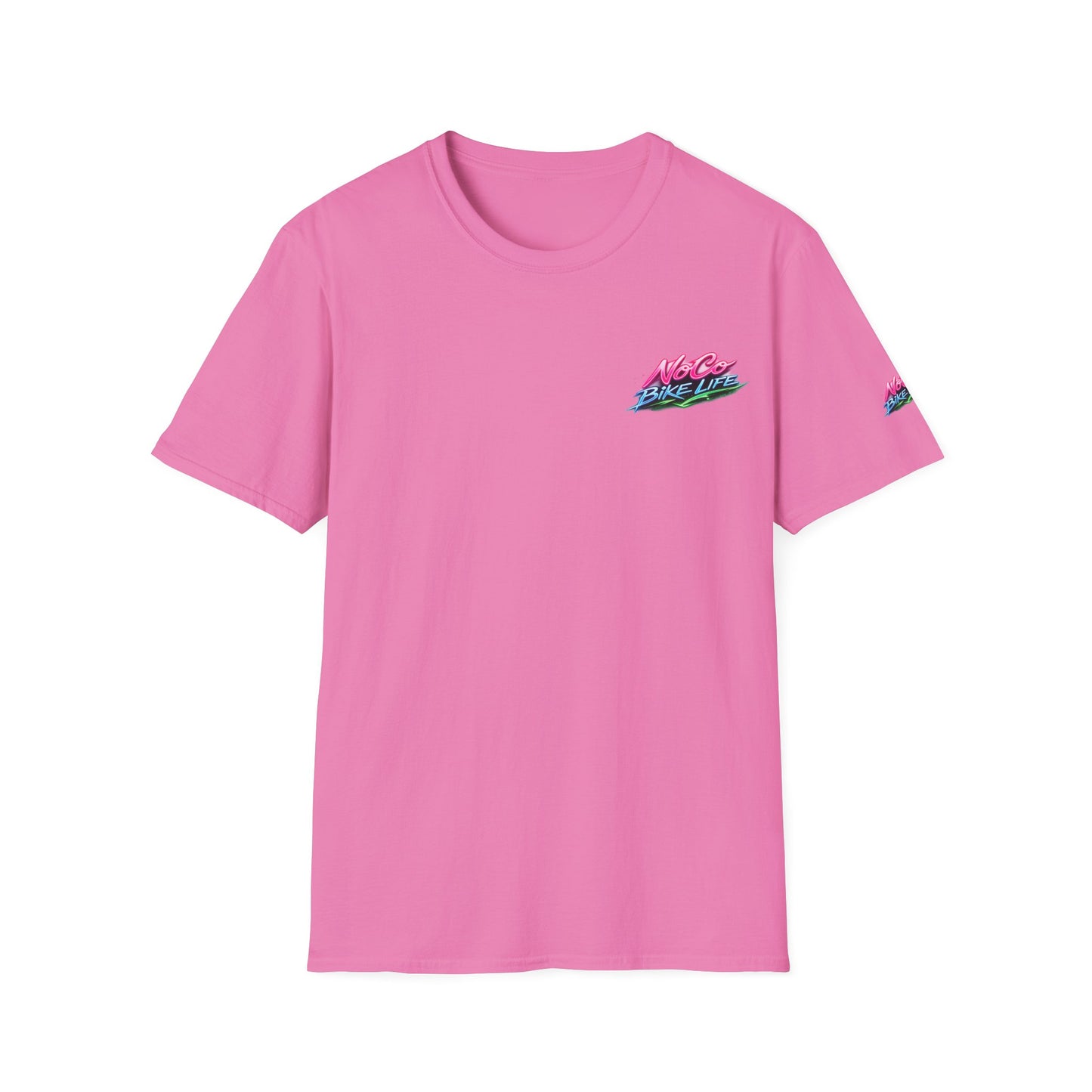 NoCo BikeLife Neon Retro Motorcycle T-Shirt — Chest, Back & Sleeve Print