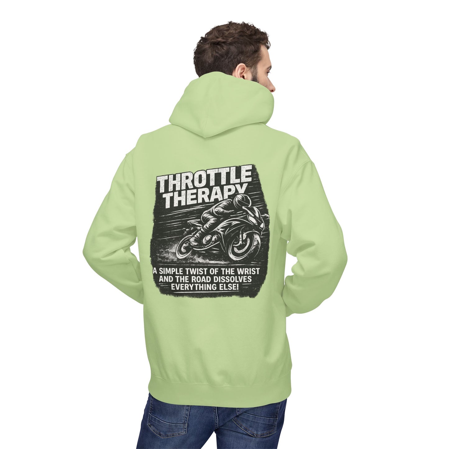 Throttle Therapy Hoodie — Motorcycle Rider Pullover with "A Simple Twist of the Wrist" Design