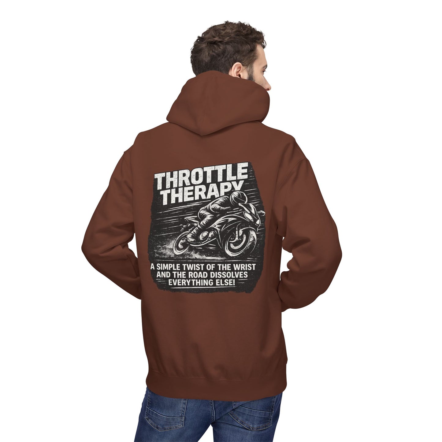 Throttle Therapy Hoodie — Motorcycle Rider Pullover with "A Simple Twist of the Wrist" Design