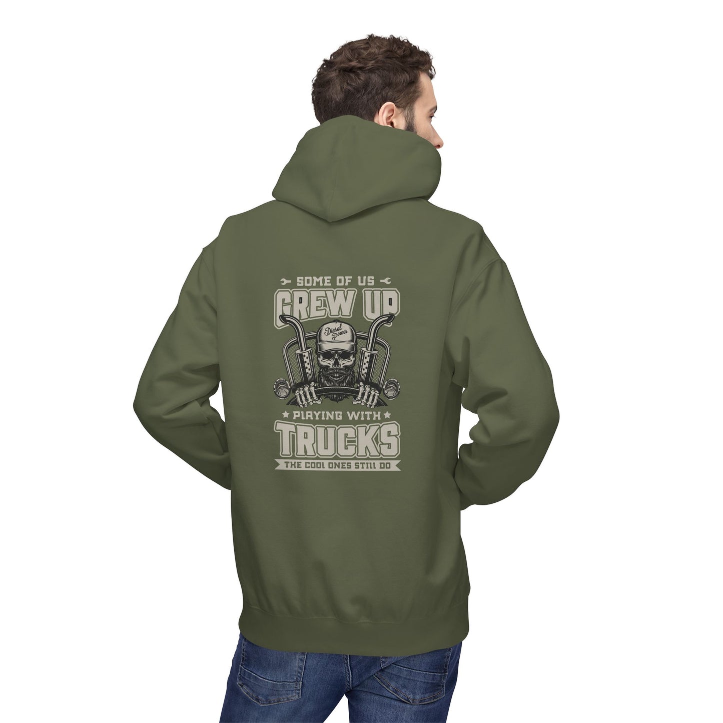 Truck Mechanic Hoodie — "Some of Us Grew Up Playing with Trucks" Vintage Workwear