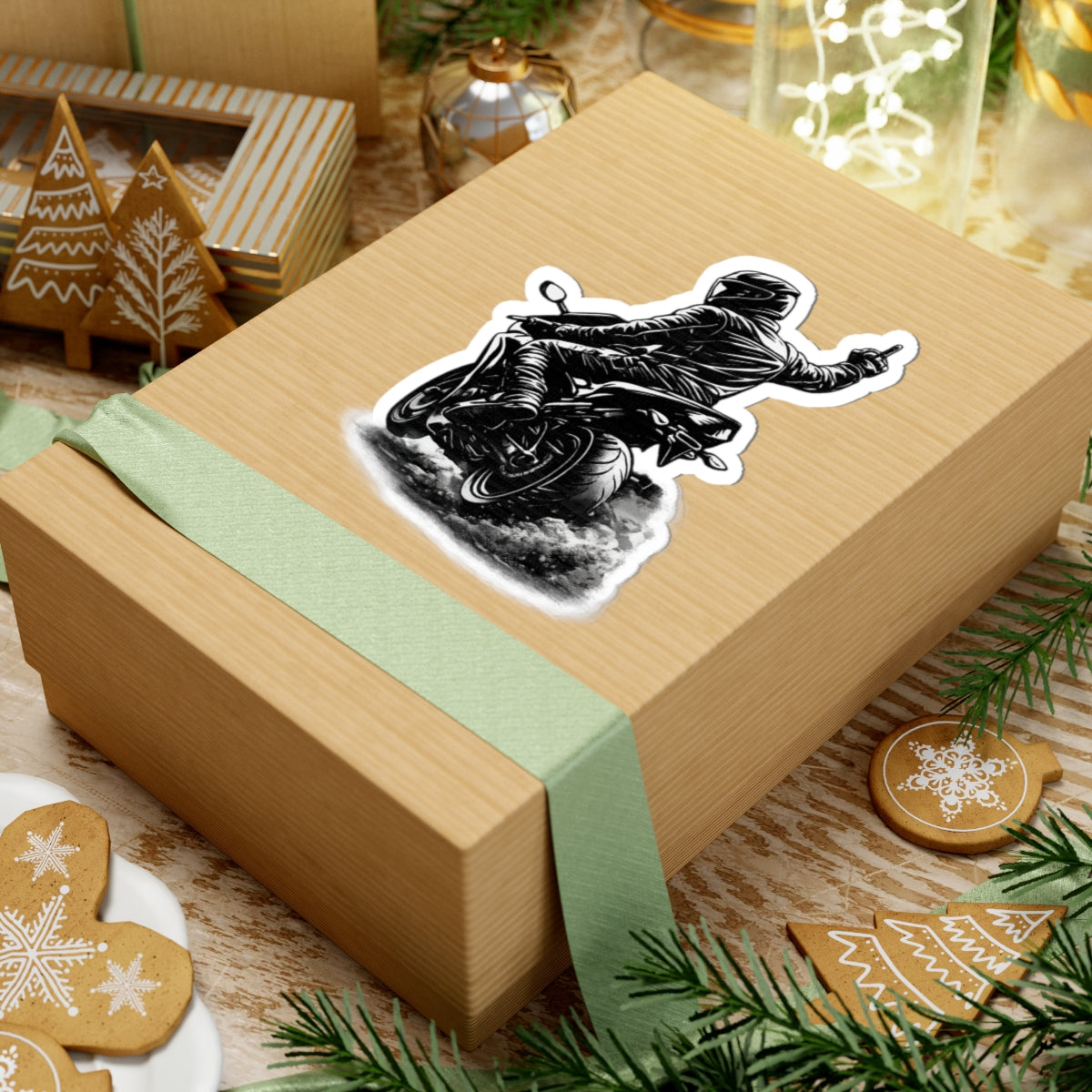 Motorcycle Rider Sticker — Middle Finger Biker Decal (Kiss-Cut)