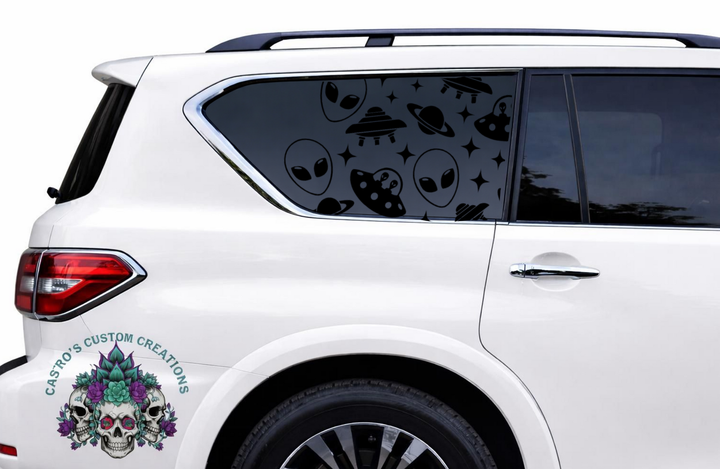 Space Alien Full Coverage Window Vinyl Decal - Custom Car, Truck SUV Decal