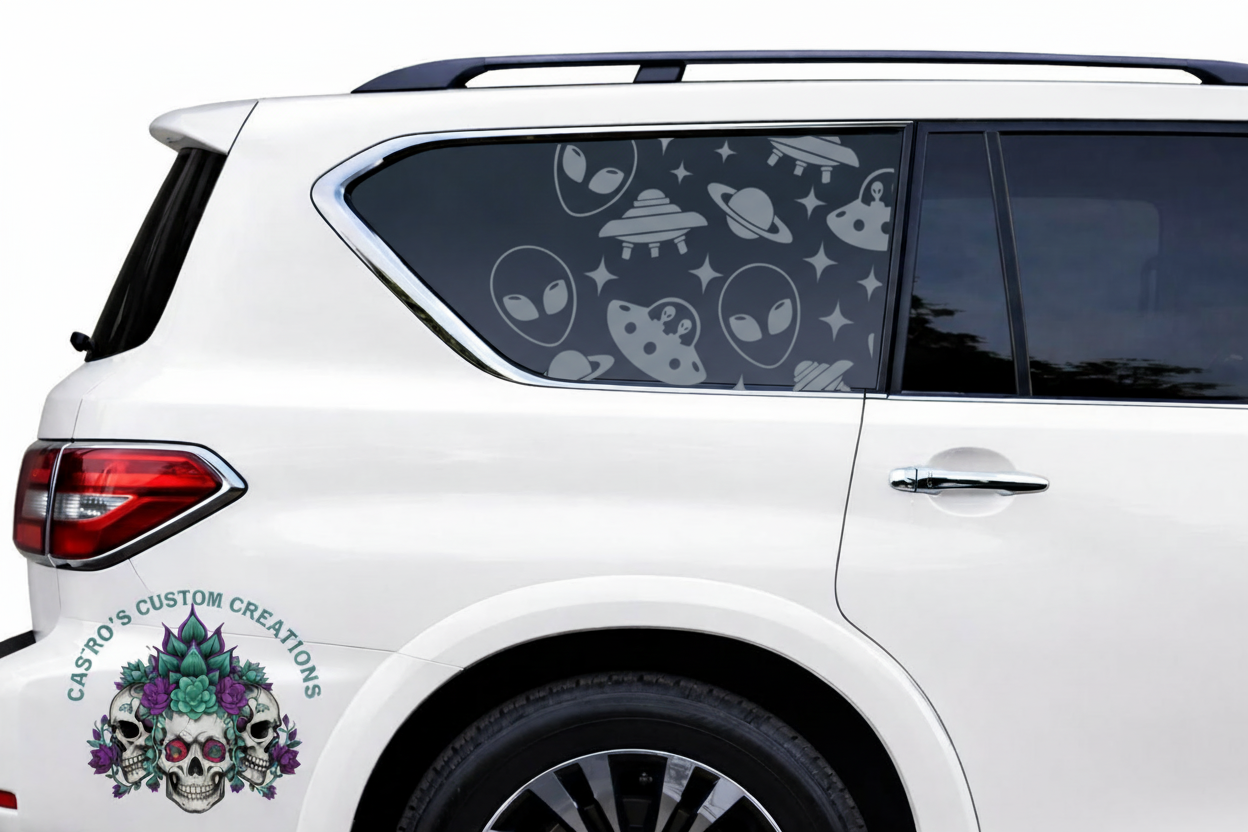 Space Alien Full Coverage Window Vinyl Decal - Custom Car, Truck SUV Decal