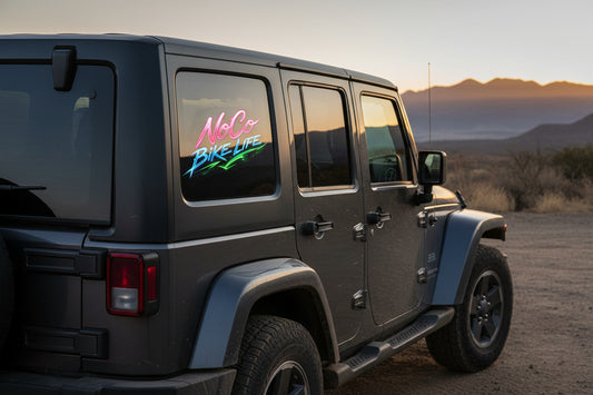Neon NoCo Bikelife Die Cut transparent Sticker —  Northern Colorado Neon BikeLife Logo  Die Cut Sticker, part of the NoCo BikeLife exclusive collection