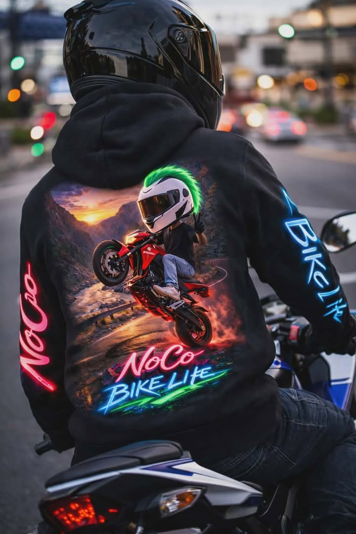 NoCo BikeLife Big Helmet Personalized Hoodie – Poudre Canyon Edition